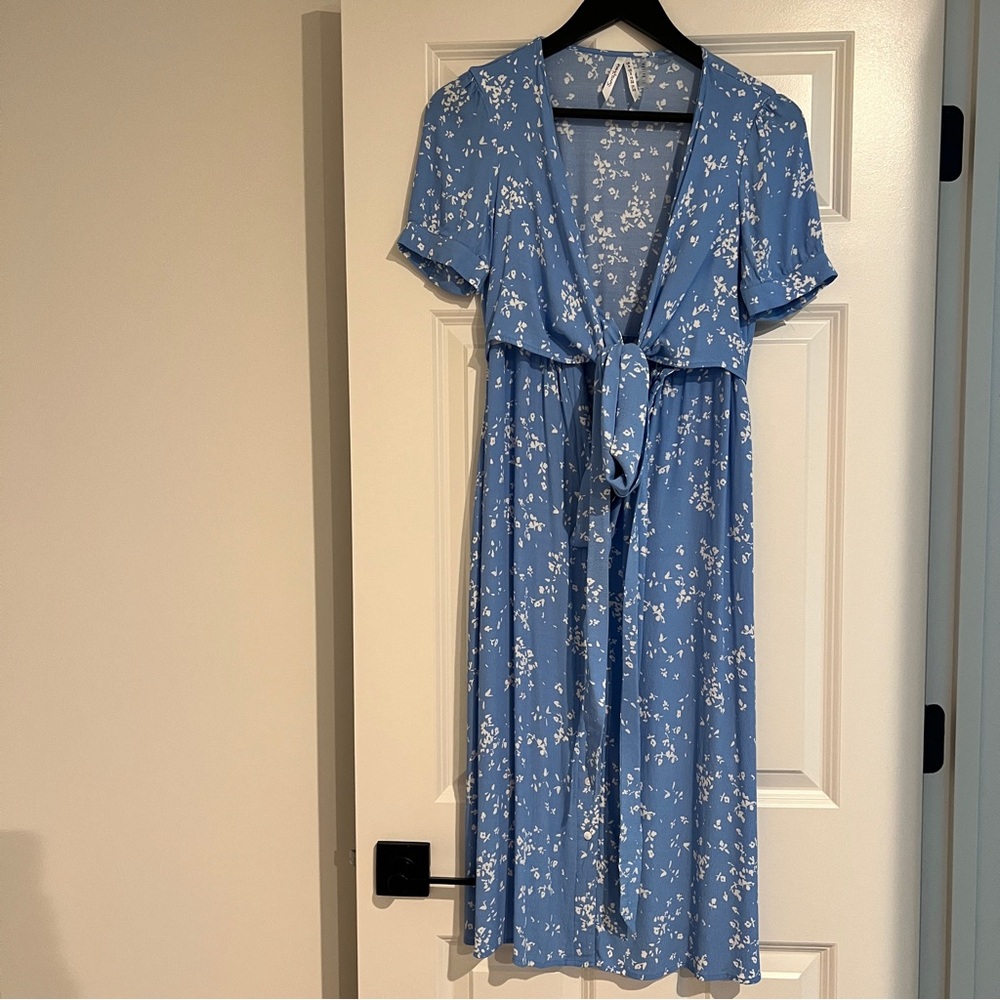 Seraphine Light Blue Floral Midi Dress